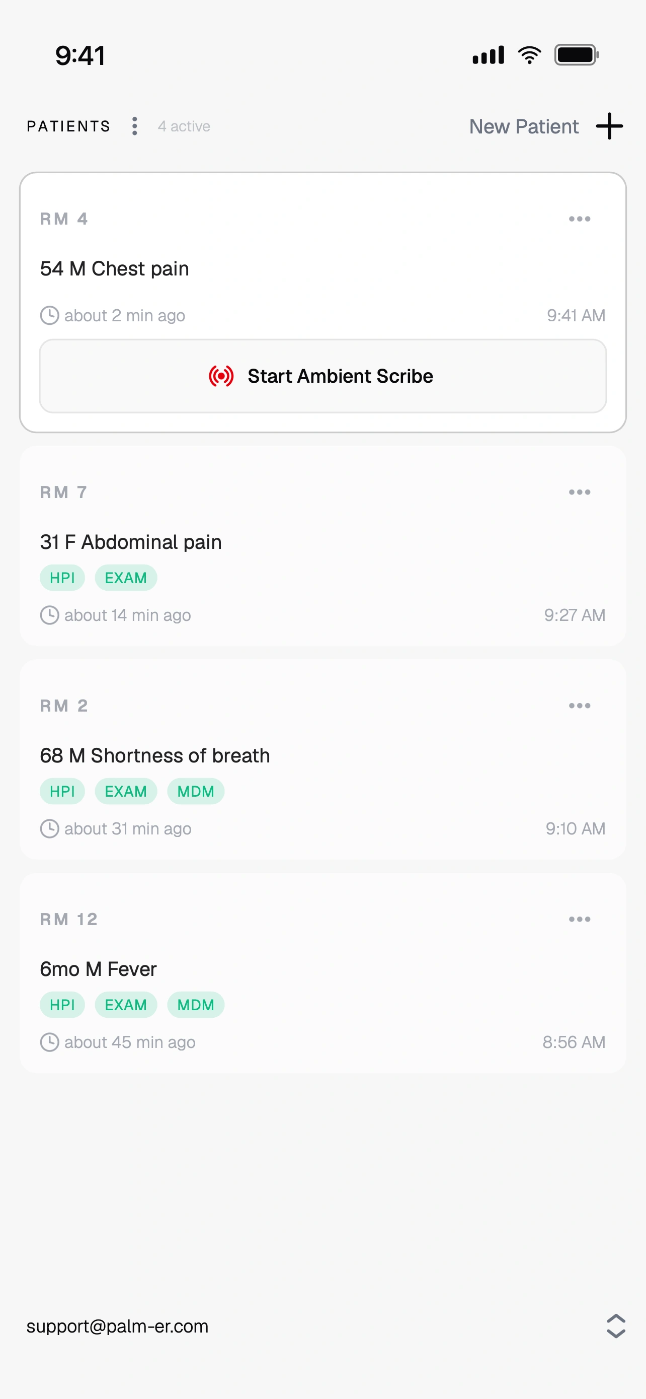 palmER mobile patient list