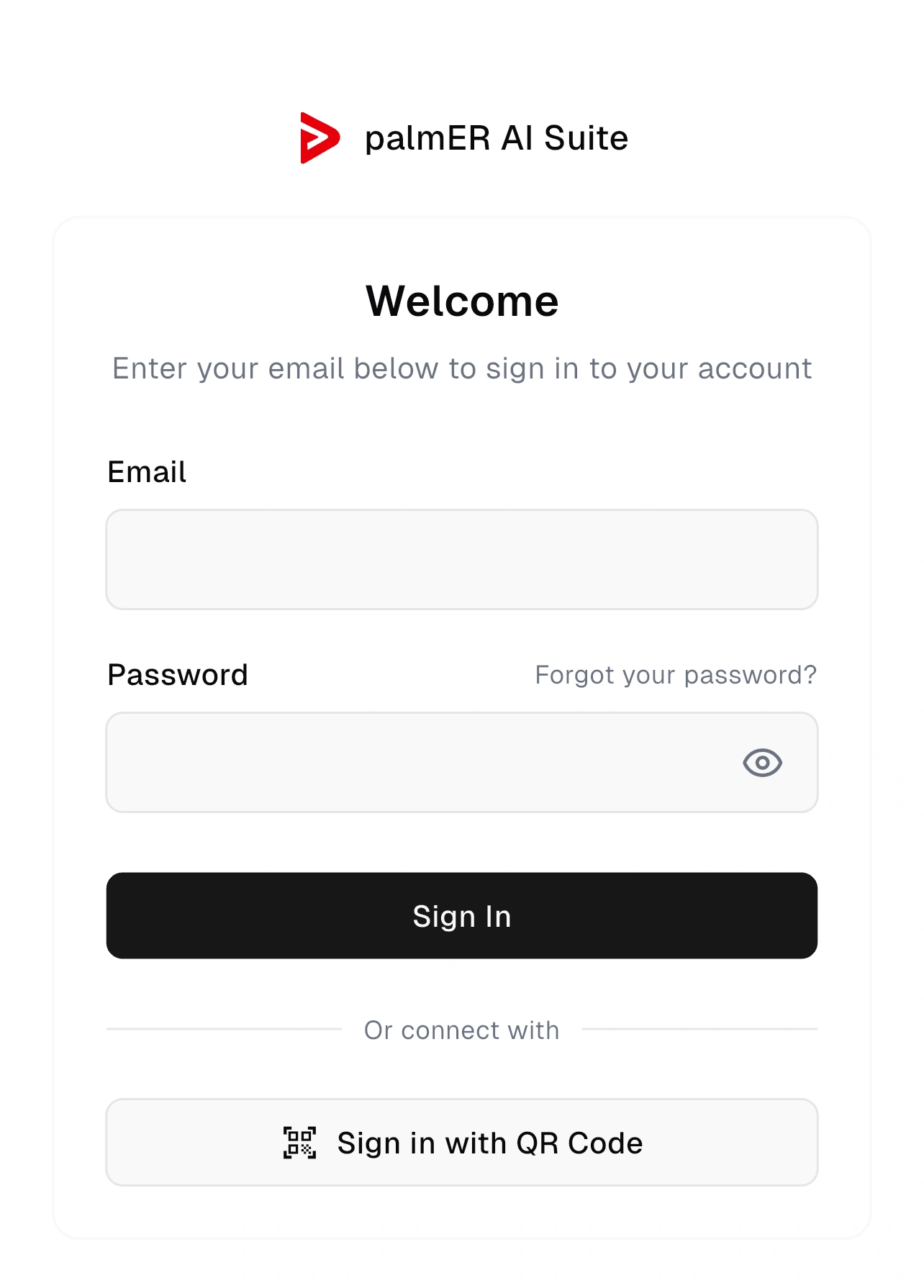 palmER mobile app sign-in screen